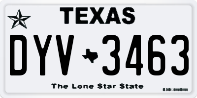 TX license plate DYV3463