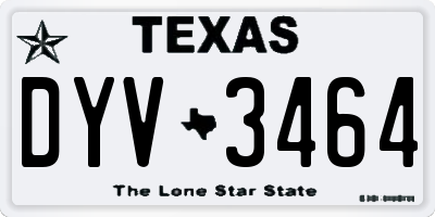 TX license plate DYV3464