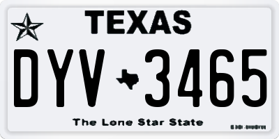 TX license plate DYV3465