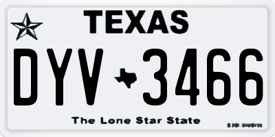 TX license plate DYV3466