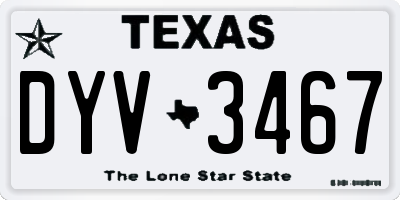 TX license plate DYV3467