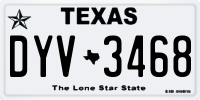 TX license plate DYV3468