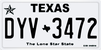 TX license plate DYV3472