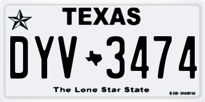 TX license plate DYV3474