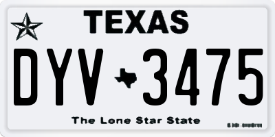 TX license plate DYV3475