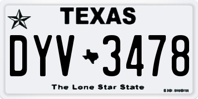 TX license plate DYV3478