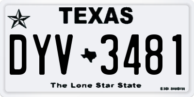 TX license plate DYV3481