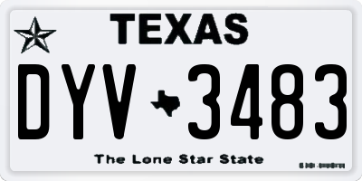TX license plate DYV3483