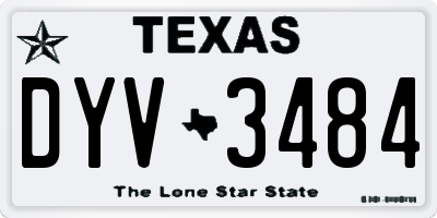 TX license plate DYV3484