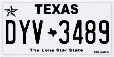 TX license plate DYV3489