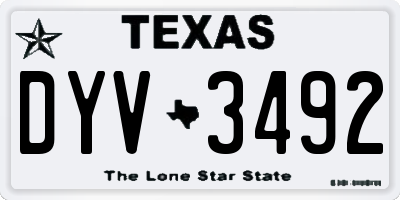 TX license plate DYV3492