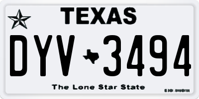 TX license plate DYV3494