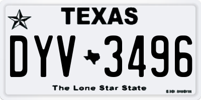 TX license plate DYV3496