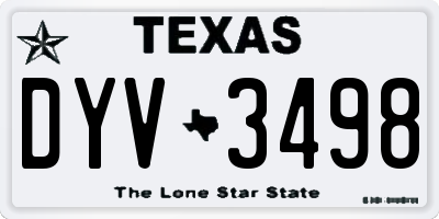 TX license plate DYV3498