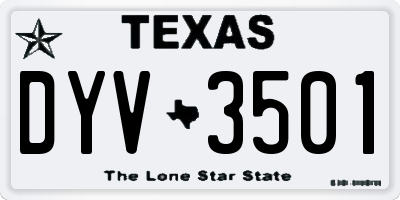 TX license plate DYV3501