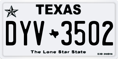 TX license plate DYV3502
