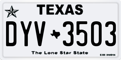 TX license plate DYV3503