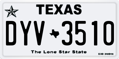 TX license plate DYV3510
