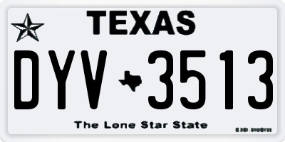 TX license plate DYV3513