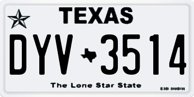 TX license plate DYV3514
