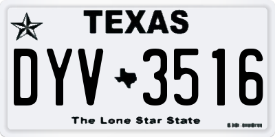 TX license plate DYV3516