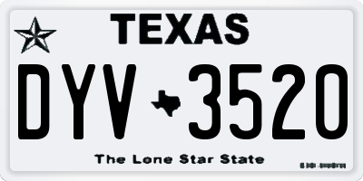 TX license plate DYV3520