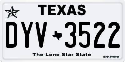 TX license plate DYV3522
