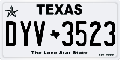 TX license plate DYV3523