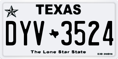 TX license plate DYV3524