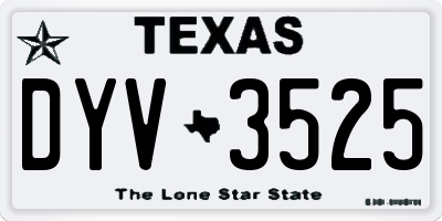 TX license plate DYV3525