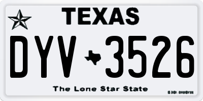 TX license plate DYV3526