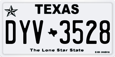 TX license plate DYV3528