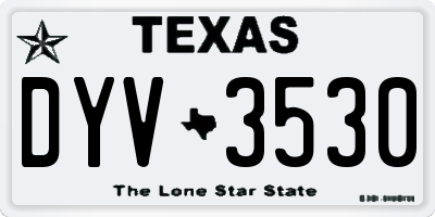 TX license plate DYV3530