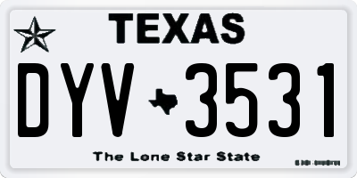 TX license plate DYV3531