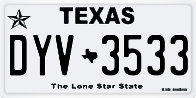 TX license plate DYV3533