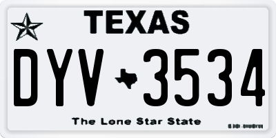 TX license plate DYV3534