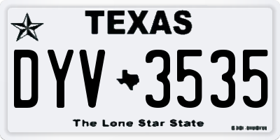 TX license plate DYV3535