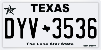 TX license plate DYV3536