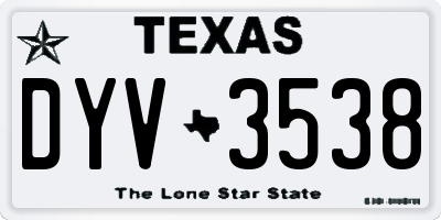 TX license plate DYV3538