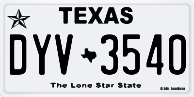 TX license plate DYV3540