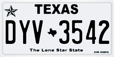 TX license plate DYV3542