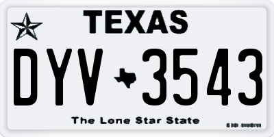 TX license plate DYV3543