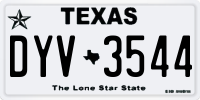 TX license plate DYV3544