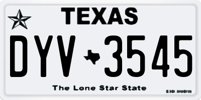 TX license plate DYV3545