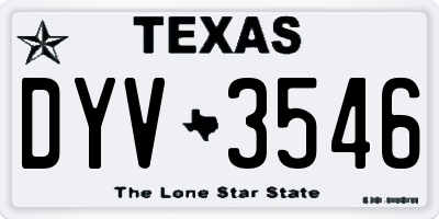 TX license plate DYV3546