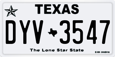 TX license plate DYV3547