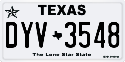 TX license plate DYV3548