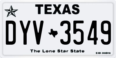 TX license plate DYV3549