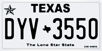 TX license plate DYV3550