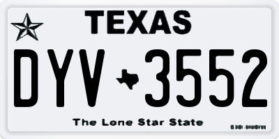 TX license plate DYV3552